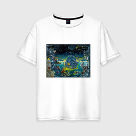 Женская футболка хлопок Oversize с принтом Fabulous water world в Курске, 100% хлопок | свободный крой, круглый ворот, спущенный рукав, длина до линии бедер
 | colors | fish | life | ocean | sea | море | океан