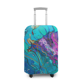 Чехол для чемодана 3D с принтом Красочная медуза в Курске, 86% полиэфир, 14% спандекс | двустороннее нанесение принта, прорези для ручек и колес | красочная медуза | медуза | медуза в море