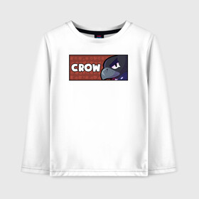 Детский лонгслив хлопок с принтом CROW (ПЛАШКА) в Курске, 100% хлопок | круглый вырез горловины, полуприлегающий силуэт, длина до линии бедер | android | brawl | brawl stars | clash | crow | game | stars | андроид | ворон | игра | мобильные игры