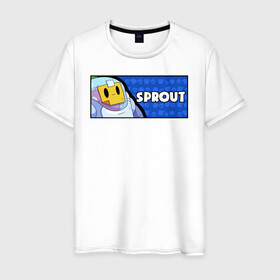 Мужская футболка хлопок с принтом SPROUT (ПЛАШКА) в Курске, 100% хлопок | прямой крой, круглый вырез горловины, длина до линии бедер, слегка спущенное плечо. | android | brawl | brawl stars | clash | game | sprout | stars | андроид | игра | мобильные игры | спраут