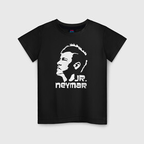 Детская футболка хлопок с принтом Jr.Neymar белый профиль в Курске, 100% хлопок | круглый вырез горловины, полуприлегающий силуэт, длина до линии бедер | brazil | champions | fifa | junior | neymar | neymar jr | paris saint germain | psg | uefa | бразилия | джуниор | младший | наймар | неймар | пари сен жермен | петух | псж | сборная бразилии | уефа | фифа | футбик | футбол 