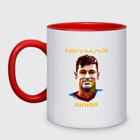 Кружка двухцветная с принтом Neymar Junior в Курске, керамика | объем — 330 мл, диаметр — 80 мм. Цветная ручка и кайма сверху, в некоторых цветах — вся внутренняя часть | Тематика изображения на принте: brasil | brazil | football | france | neymar | psg | sport | бразилия | гол | кубок | мяч | неймар | псж | спорт | франция | футбол | футболист | чемпион