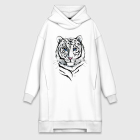 Платье-худи хлопок с принтом Белый тигр в Курске,  |  | альфа | белый | дикие | дикий | животные | звери | зверь | кот | котик | крутой | полоски | принт | природа | самец | тигр | тигриныйкрасивый