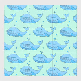 Магнитный плакат 3Х3 с принтом Киты в Курске, Полимерный материал с магнитным слоем | 9 деталей размером 9*9 см | whale | кит | киты | море | океан | паттерн