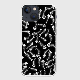 Чехол для iPhone 13 mini с принтом Fishbones в Курске,  |  | bone | fish | fishbone | дохлая рыба | кости | кость | море | паттерн | рыбий скелет | рыбки | рыбы | скелет