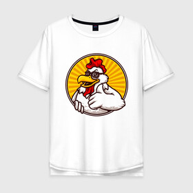 Мужская футболка хлопок Oversize с принтом Курито в Курске, 100% хлопок | свободный крой, круглый ворот, “спинка” длиннее передней части | животные | курица | куры | птицы | цыпленок