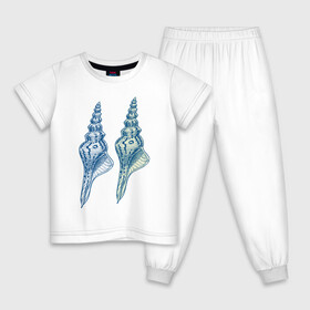 Детская пижама хлопок с принтом Sea House II в Курске, 100% хлопок |  брюки и футболка прямого кроя, без карманов, на брюках мягкая резинка на поясе и по низу штанин
 | ocean | sea | shell | волны | океан | ракушки