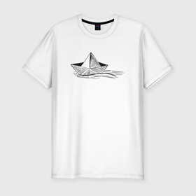 Мужская футболка хлопок Slim с принтом БУМАЖНЫЙ КОРАБЛИК | PAPER BOAT (Z) в Курске, 92% хлопок, 8% лайкра | приталенный силуэт, круглый вырез ворота, длина до линии бедра, короткий рукав | Тематика изображения на принте: origami | paper boat | ship | ships | бумага | кораблик | кораблики | кораблики на белом | корабль | мореход | одинокая лодка | оригами | самоделка | судно | яхта