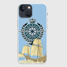 Чехол для iPhone 13 mini с принтом At the helm в Курске,  |  | ocean | sea | ship | summer | волны | океан | парусник