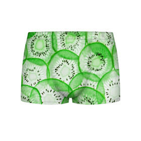 Мужские трусы 3D с принтом Green Kiwi в Курске, 50% хлопок, 50% полиэстер | классическая посадка, на поясе мягкая тканевая резинка | Тематика изображения на принте: fresh | fruits | green | kiwi | киви