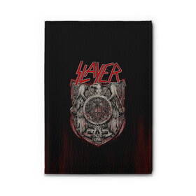Обложка для автодокументов с принтом Slayer в Курске, натуральная кожа |  размер 19,9*13 см; внутри 4 больших “конверта” для документов и один маленький отдел — туда идеально встанут права | groove | kerry king | metall | rock | slayer | trash