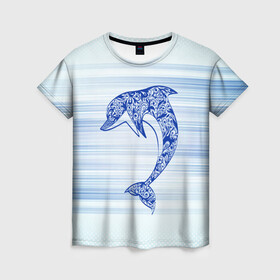 Женская футболка 3D с принтом Дельфин в Курске, 100% полиэфир ( синтетическое хлопкоподобное полотно) | прямой крой, круглый вырез горловины, длина до линии бедер | cute | dolphin | два дельфина | дельфин | дельфин в море | дельфинами | милый | мир | подводный