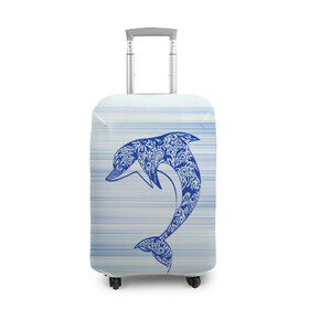 Чехол для чемодана 3D с принтом Дельфин в Курске, 86% полиэфир, 14% спандекс | двустороннее нанесение принта, прорези для ручек и колес | cute | dolphin | два дельфина | дельфин | дельфин в море | дельфинами | милый | мир | подводный