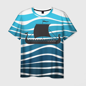 Мужская футболка 3D с принтом Корабль в Курске, 100% полиэфир | прямой крой, круглый вырез горловины, длина до линии бедер | sailboat | кораблик | корабль | лодка | парус | паруса | парусная лодка | тату | татуировка | черные