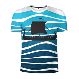 Мужская футболка 3D спортивная с принтом Корабль в Курске, 100% полиэстер с улучшенными характеристиками | приталенный силуэт, круглая горловина, широкие плечи, сужается к линии бедра | sailboat | кораблик | корабль | лодка | парус | паруса | парусная лодка | тату | татуировка | черные