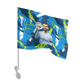 Флаг для автомобиля с принтом Silva Bernardo Манчестер Сити в Курске, 100% полиэстер | Размер: 30*21 см | manchester city | бернарду силва | манчестер сити | сборная португалии | футбол | футболист