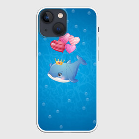 Чехол для iPhone 13 mini с принтом Дельфин с воздушными шариками в Курске,  |  | cute | dolphin | два дельфина | дельфин | дельфин в море | дельфинами | милый | мир | подводный