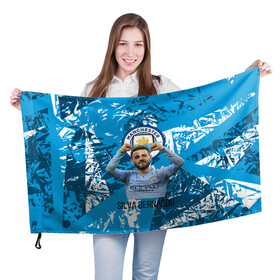 Флаг 3D с принтом Silva Bernardo Манчестер Сити в Курске, 100% полиэстер | плотность ткани — 95 г/м2, размер — 67 х 109 см. Принт наносится с одной стороны | manchester city | бернарду силва | манчестер сити | сборная португалии | футбол | футболист