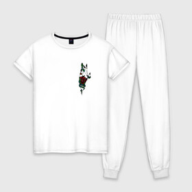 Женская пижама хлопок с принтом Serpent Hand в Курске, 100% хлопок | брюки и футболка прямого кроя, без карманов, на брюках мягкая резинка на поясе и по низу штанин | serpent | snake | змея | тату