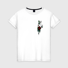 Женская футболка хлопок с принтом Serpent Hand в Курске, 100% хлопок | прямой крой, круглый вырез горловины, длина до линии бедер, слегка спущенное плечо | serpent | snake | змея | тату