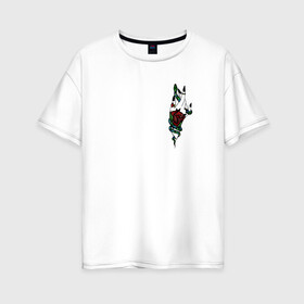 Женская футболка хлопок Oversize с принтом Serpent Hand в Курске, 100% хлопок | свободный крой, круглый ворот, спущенный рукав, длина до линии бедер
 | serpent | snake | змея | тату