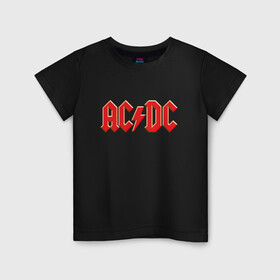 Детская футболка хлопок с принтом AC/DC в Курске, 100% хлопок | круглый вырез горловины, полуприлегающий силуэт, длина до линии бедер | ac | ac dc | ac|dc | angus young | dc. logo | hard | rock | ангус янг | логотип