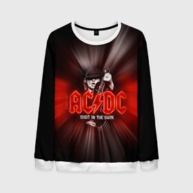 Мужской свитшот 3D с принтом AC/DC: Angus Young в Курске, 100% полиэстер с мягким внутренним слоем | круглый вырез горловины, мягкая резинка на манжетах и поясе, свободная посадка по фигуре | ac | ac dc | ac|dc | angus young | dc. logo | hard | rock | ангус янг | логотип