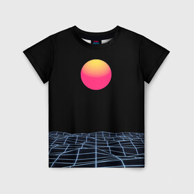 Детская футболка 3D с принтом Цифровой восход в Курске, 100% гипоаллергенный полиэфир | прямой крой, круглый вырез горловины, длина до линии бедер, чуть спущенное плечо, ткань немного тянется | cyberpunk | игры | киберпанк | путешествие | утопия