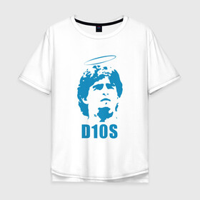 Мужская футболка хлопок Oversize с принтом Dios Maradona в Курске, 100% хлопок | свободный крой, круглый ворот, “спинка” длиннее передней части | argentina | maradona | messi | sport | аргентина | гол | диего | марадона | месси | мяч | рука бога | спорт | футбол | чемпион