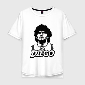 Мужская футболка хлопок Oversize с принтом Dios Diego в Курске, 100% хлопок | свободный крой, круглый ворот, “спинка” длиннее передней части | argentina | maradona | messi | sport | аргентина | гол | диего | марадона | месси | мяч | рука бога | спорт | футбол | чемпион