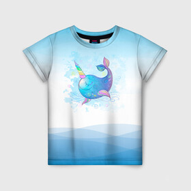 Детская футболка 3D с принтом Дельфин единорог в Курске, 100% гипоаллергенный полиэфир | прямой крой, круглый вырез горловины, длина до линии бедер, чуть спущенное плечо, ткань немного тянется | cute | dolphin | unicorn | два дельфина | дельфин | дельфин в море | дельфинами | единорог | милый | мир | подводный