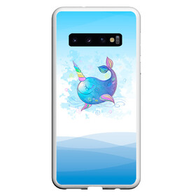 Чехол для Samsung Galaxy S10 с принтом Дельфин единорог в Курске, Силикон | Область печати: задняя сторона чехла, без боковых панелей | Тематика изображения на принте: cute | dolphin | unicorn | два дельфина | дельфин | дельфин в море | дельфинами | единорог | милый | мир | подводный