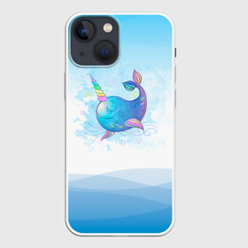 Чехол для iPhone 13 mini с принтом Дельфин единорог в Курске,  |  | cute | dolphin | unicorn | два дельфина | дельфин | дельфин в море | дельфинами | единорог | милый | мир | подводный