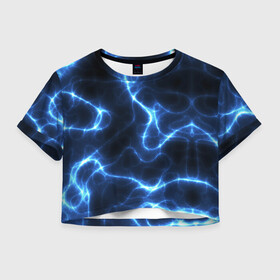 Женская футболка Crop-top 3D с принтом Energy Waves в Курске, 100% полиэстер | круглая горловина, длина футболки до линии талии, рукава с отворотами | energy | glow | light | neon | waves