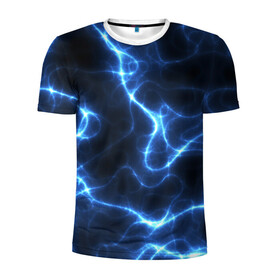 Мужская футболка 3D спортивная с принтом Energy Waves в Курске, 100% полиэстер с улучшенными характеристиками | приталенный силуэт, круглая горловина, широкие плечи, сужается к линии бедра | energy | glow | light | neon | waves