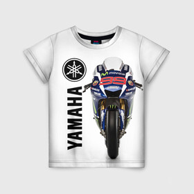 Детская футболка 3D с принтом YAMAHA [002] в Курске, 100% гипоаллергенный полиэфир | прямой крой, круглый вырез горловины, длина до линии бедер, чуть спущенное плечо, ткань немного тянется | moto | yamaha | мотоцикл | ямана | ямаха
