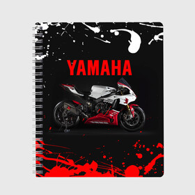 Тетрадь с принтом YAMAHA [004] в Курске, 100% бумага | 48 листов, плотность листов — 60 г/м2, плотность картонной обложки — 250 г/м2. Листы скреплены сбоку удобной пружинной спиралью. Уголки страниц и обложки скругленные. Цвет линий — светло-серый
 | Тематика изображения на принте: moto | yamaha | мотоцикл | ямана | ямаха