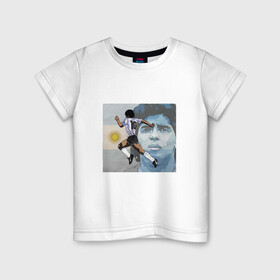 Детская футболка хлопок с принтом Maradona Goal в Курске, 100% хлопок | круглый вырез горловины, полуприлегающий силуэт, длина до линии бедер | argentina | maradona | messi | sport | аргентина | гол | диего | марадона | месси | мяч | рука бога | спорт | футбол | чемпион