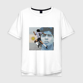 Мужская футболка хлопок Oversize с принтом Maradona Goal в Курске, 100% хлопок | свободный крой, круглый ворот, “спинка” длиннее передней части | argentina | maradona | messi | sport | аргентина | гол | диего | марадона | месси | мяч | рука бога | спорт | футбол | чемпион