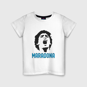 Детская футболка хлопок с принтом Maradona Scream в Курске, 100% хлопок | круглый вырез горловины, полуприлегающий силуэт, длина до линии бедер | argentina | maradona | messi | sport | аргентина | гол | диего | марадона | месси | мяч | рука бога | спорт | футбол | чемпион