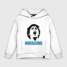 Детское худи Oversize хлопок с принтом Maradona Scream в Курске, френч-терри — 70% хлопок, 30% полиэстер. Мягкий теплый начес внутри —100% хлопок | боковые карманы, эластичные манжеты и нижняя кромка, капюшон на магнитной кнопке | Тематика изображения на принте: argentina | maradona | messi | sport | аргентина | гол | диего | марадона | месси | мяч | рука бога | спорт | футбол | чемпион