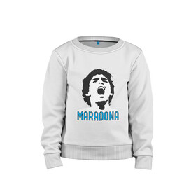 Детский свитшот хлопок с принтом Maradona Scream в Курске, 100% хлопок | круглый вырез горловины, эластичные манжеты, пояс и воротник | argentina | maradona | messi | sport | аргентина | гол | диего | марадона | месси | мяч | рука бога | спорт | футбол | чемпион