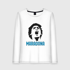 Женский лонгслив хлопок с принтом Maradona Scream в Курске, 100% хлопок |  | argentina | maradona | messi | sport | аргентина | гол | диего | марадона | месси | мяч | рука бога | спорт | футбол | чемпион