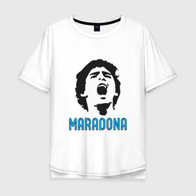 Мужская футболка хлопок Oversize с принтом Maradona Scream в Курске, 100% хлопок | свободный крой, круглый ворот, “спинка” длиннее передней части | argentina | maradona | messi | sport | аргентина | гол | диего | марадона | месси | мяч | рука бога | спорт | футбол | чемпион