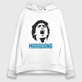 Женское худи Oversize хлопок с принтом Maradona Scream в Курске, френч-терри — 70% хлопок, 30% полиэстер. Мягкий теплый начес внутри —100% хлопок | боковые карманы, эластичные манжеты и нижняя кромка, капюшон на магнитной кнопке | argentina | maradona | messi | sport | аргентина | гол | диего | марадона | месси | мяч | рука бога | спорт | футбол | чемпион