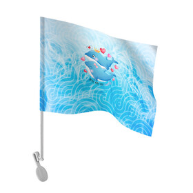 Флаг для автомобиля с принтом Два дельфина в Курске, 100% полиэстер | Размер: 30*21 см | cute | dolphin | два дельфина | дельфин | дельфин в море | дельфинами | любовь | милый | мир | подводный | сердечки