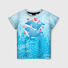 Детская футболка 3D с принтом Два дельфина в Курске, 100% гипоаллергенный полиэфир | прямой крой, круглый вырез горловины, длина до линии бедер, чуть спущенное плечо, ткань немного тянется | cute | dolphin | два дельфина | дельфин | дельфин в море | дельфинами | любовь | милый | мир | подводный | сердечки