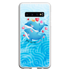 Чехол для Samsung Galaxy S10 с принтом Два дельфина в Курске, Силикон | Область печати: задняя сторона чехла, без боковых панелей | cute | dolphin | два дельфина | дельфин | дельфин в море | дельфинами | любовь | милый | мир | подводный | сердечки
