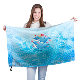 Флаг 3D с принтом Два дельфина в Курске, 100% полиэстер | плотность ткани — 95 г/м2, размер — 67 х 109 см. Принт наносится с одной стороны | cute | dolphin | два дельфина | дельфин | дельфин в море | дельфинами | любовь | милый | мир | подводный | сердечки