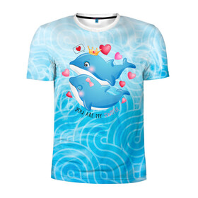Мужская футболка 3D спортивная с принтом Два дельфина в Курске, 100% полиэстер с улучшенными характеристиками | приталенный силуэт, круглая горловина, широкие плечи, сужается к линии бедра | cute | dolphin | два дельфина | дельфин | дельфин в море | дельфинами | любовь | милый | мир | подводный | сердечки